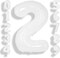 40 Inch White Large Number 2 Balloon – Giant Jumbo Foil Helium Balloon for 2nd Birthday, Anniversary, or Party Decorations (White)